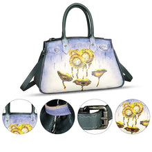 Load image into Gallery viewer, Genuine Leather Satchel for Women Hand Painted Leather Handbag Top Handle Bags Handmade Crossbody Purse Work Tote