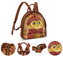 Load image into Gallery viewer, Genuine Leather Backpack for Women Hand Painted Purse Retro Leather Handmade College Knapsack Rucksack Casual Daypack