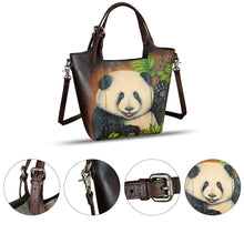 Load image into Gallery viewer, Genuine Leather Handbag Satchel for Women Hand Painted Leather Handmade Work Tote Casual Shoulder Purse Bag