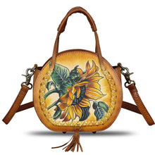 Load image into Gallery viewer, Genuine Leather Handbag for Women Purse Hand Painted Pattern Top Handle Satchel Handmade Crossbody Pouch