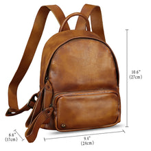 Load image into Gallery viewer, Genuine Leather Backpack for Women Vintage Soft Real Leather Knapsack Purse Fashion Satchel Rucksack Daypack Bag