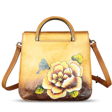 Load image into Gallery viewer, Genuine Leather Satchel for Women Hand Painted Leather Handbag Top Handle Bags Handmade Purse Crossbody Bag Purse