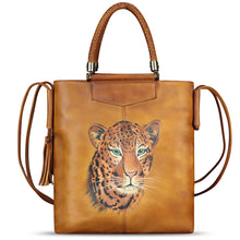 Load image into Gallery viewer, Genuine Leather Handbag for Women Hand Painted Leather Top Handle Bag Handmade Crossbody Purse Work Tote Bag