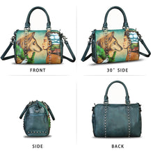 Load image into Gallery viewer, Genuine Leather Satchel for Women Hand Painted Leather Handbag Top Handle Bags Handmade Purse Crossbody Tote Bag