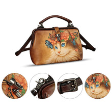 Load image into Gallery viewer, Genuine Leather Handbag Satchel for Women Hand Painted Leather Handmade Pouch Casual Shoulder Purse Bag