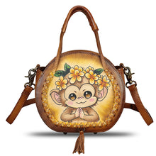 Load image into Gallery viewer, Genuine Leather Handbag for Women Purse Hand Painted Pattern Top Handle Satchel Handmade Crossbody Pouch