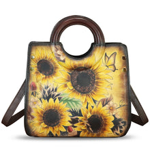 Load image into Gallery viewer, Genuine Leather Tote Bag for Women Hand Painted Leather Shoulder Handbag Handmade Purse Crossbody Work Tote Casual Purse