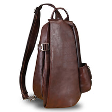 Load image into Gallery viewer, Genuine Leather Sling Bag Crossbody Purse Handmade Hiking Daypack Motorcycle Bag Retro Shoulder Backpack Vintage Chest Pack