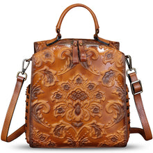 Load image into Gallery viewer, Genuine Leather Satchel for Women Purse Convertible Backpack Embossed Leather Crossbody Handbag Top Handle Bag