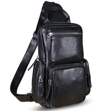 Load image into Gallery viewer, Genuine Leather Sling Bag Crossbody Casual Hiking Daypack Vintage Handmade Chest Bag Shoulder Backpack Motorcycle Pack