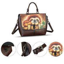 Load image into Gallery viewer, Genuine Leather Satchel for Women Hand Painted Handbag Top Handle Bags Handmade Purse Crossbody Tote Bag Purse