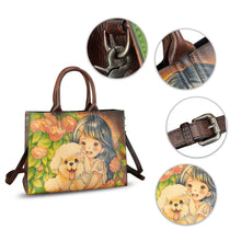 Load image into Gallery viewer, Genuine Leather Handbag for Women Hand Painted Leather Top Handle Bag Handmade Crossbody Purse Work Tote