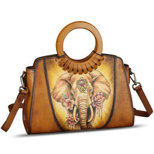 Load image into Gallery viewer, Genuine Leather Tote Bag for Women Hand Painted Shoulder Handbag Handmade Purse Crossbody Work Tote Casual Purse