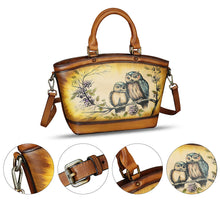 Load image into Gallery viewer, Genuine Leather Handbag Purse for Women Hand Painted Shoulder Handbag Handmade Purse Crossbody Work Tote Casual Bag