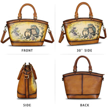 Load image into Gallery viewer, Genuine Leather Handbag Purse for Women Hand Painted Shoulder Handbag Handmade Purse Crossbody Work Tote Casual Bag