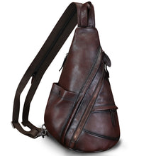 Load image into Gallery viewer, Genuine Leather Sling Bag for Men and Women - Vintage Sling Backpack Shoulder Crossbody Chest Bag for Ipad