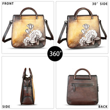 Load image into Gallery viewer, Genuine Leather Satchel for Women Hand Painted Leather Handbag Top Handle Bags Handmade Purse Crossbody Bag Purse