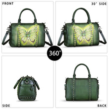 Load image into Gallery viewer, Genuine Leather Satchel for Women Hand Painted Leather Handbag Top Handle Bags Handmade Purse Crossbody Tote Bag