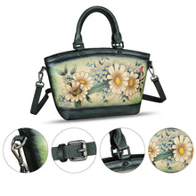 Load image into Gallery viewer, Genuine Leather Handbag Purse for Women Hand Painted Shoulder Handbag Handmade Purse Crossbody Work Tote Casual Bag