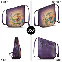 Load image into Gallery viewer, Genuine Leather Crossbody Bag for Women Hand Painted Leather Handmade Crossbody Satchel Purse Handbag