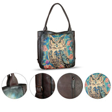 Load image into Gallery viewer, Genuine Leather Shoulder Bag for Women Hand Painted Leather Handbag Handmade Purse Work Tote Bag Casual Purse
