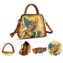 Load image into Gallery viewer, Genuine Leather Handbag for Women Hand Painted Leather Top Handle Satchel Handmade Crossbody Purse