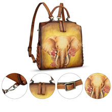 Load image into Gallery viewer, Genuine Leather Satchel for Women Hand Painted Purse Crossbody Handbag Top Handle Bags Handmade Convertible Backpack