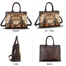 Load image into Gallery viewer, Genuine Leather Handbag for Women Hand Painted Leather Top Handle Bag Handmade Crossbody Purse Work Tote