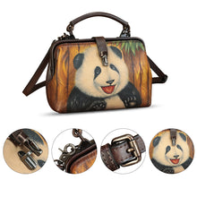 Load image into Gallery viewer, Genuine Leather Handbag Satchel for Women Hand Painted Leather Handmade Pouch Casual Shoulder Purse Bag