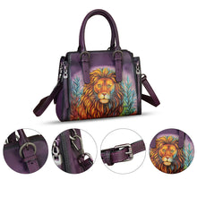 Load image into Gallery viewer, Genuine Leather Handbag for Women Hand Painted Leather Top Handle Purse Handmade Crossbody Satchel Tote Bag