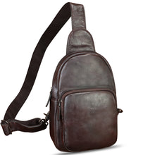 Load image into Gallery viewer, Genuine Leather Sling Bag Retro Crossbody Sling Backpack Handmade Chest Shoulder Daypack Cycling Bag Purse Fanny Pack