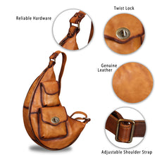Load image into Gallery viewer, Genuine Leather Large Sling Bag for Men and Women Vintage Real Leather Sling Backpack Shoulder Crossbody Bag Chest Bag