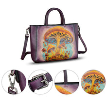 Load image into Gallery viewer, Genuine Leather Handbag Satchel for Women Hand Painted Pattern Leather Handmade Work Tote Bag Casual Shoulder Purse