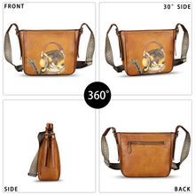 Load image into Gallery viewer, Genuine Leather Crossbody Bag for Women Hand Painted Leather Handmade Crossbody Satchel Purse Hand Drawn Handbag