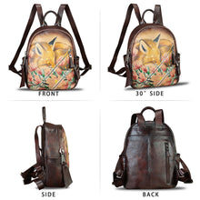 Load image into Gallery viewer, Genuine Leather Backpack for Women Hand Painted Knapsack Purse Handmade Rucksack Casual Daypack