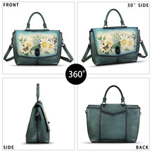 Load image into Gallery viewer, Genuine Leather Satchel for Women Hand Painted Handbag Top Handle Bags Handmade Purse Crossbody Tote Bag Purse
