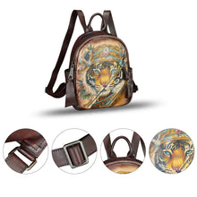 Load image into Gallery viewer, Genuine Leather Backpack for Women Hand Painted Knapsack Purse Handmade Rucksack Casual Daypack