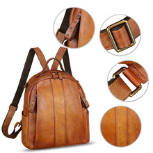 Load image into Gallery viewer, Genuine Leather Backpack Purse for Women Vintage Casual Daypack Back Bag Handmade Knapsack Western Rivets Rucksack