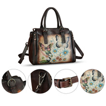Load image into Gallery viewer, Genuine Leather Handbag for Women Hand Painted Leather Top Handle Purse Handmade Crossbody Satchel Tote Bag