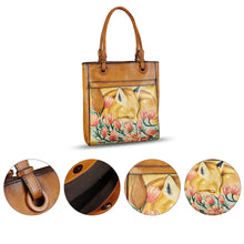 Load image into Gallery viewer, Genuine Leather Shoulder Bag for Women Hand Painted Leather Handbag Handmade Work Tote Bag Casual Hand Purse
