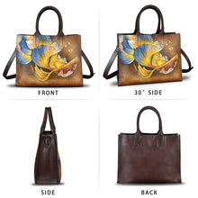 Load image into Gallery viewer, Genuine Leather Handbag for Women Hand Painted Leather Top Handle Bag Handmade Crossbody Purse Work Tote