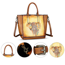 Load image into Gallery viewer, Genuine Leather Handbag for Women Hand Painted Leather Top Handle Satchel Handmade Crossbody Purse Tote Bag