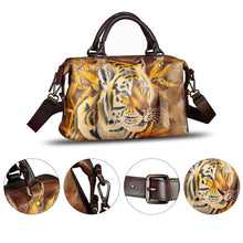 Load image into Gallery viewer, Genuine Leather Satchel for Women Hand Painted Handbag Top Handle Bags Handmade Purse Crossbody Tote Bag