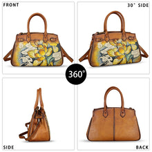 Load image into Gallery viewer, Genuine Leather Satchel for Women Hand Painted Leather Handbag Top Handle Bags Handmade Crossbody Purse Work Tote