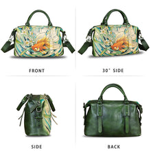 Load image into Gallery viewer, Genuine Leather Satchel for Women Hand Painted Handbag Top Handle Bags Handmade Purse Crossbody Tote Bag