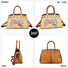 Load image into Gallery viewer, Genuine Leather Satchel for Women Hand Painted Leather Handbag Top Handle Bags Handmade Crossbody Purse Work Tote