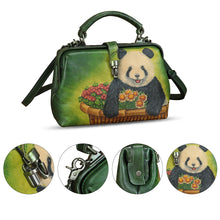 Load image into Gallery viewer, Genuine Leather Handbag Satchel for Women Hand Painted Leather Handmade Pouch Casual Shoulder Purse Bag