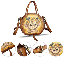 Load image into Gallery viewer, Genuine Leather Handbag for Women Purse Hand Painted Pattern Top Handle Satchel Handmade Crossbody Pouch