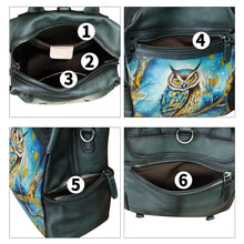 Load image into Gallery viewer, Genuine Leather Backpack for Women Hand Painted Knapsack Purse Handmade Rucksack Casual College Bag Convertible Daypack