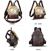 Load image into Gallery viewer, Genuine Leather Backpack for Women Hand Painted Knapsack Purse Designer Handmade Rucksack Casual Daypack